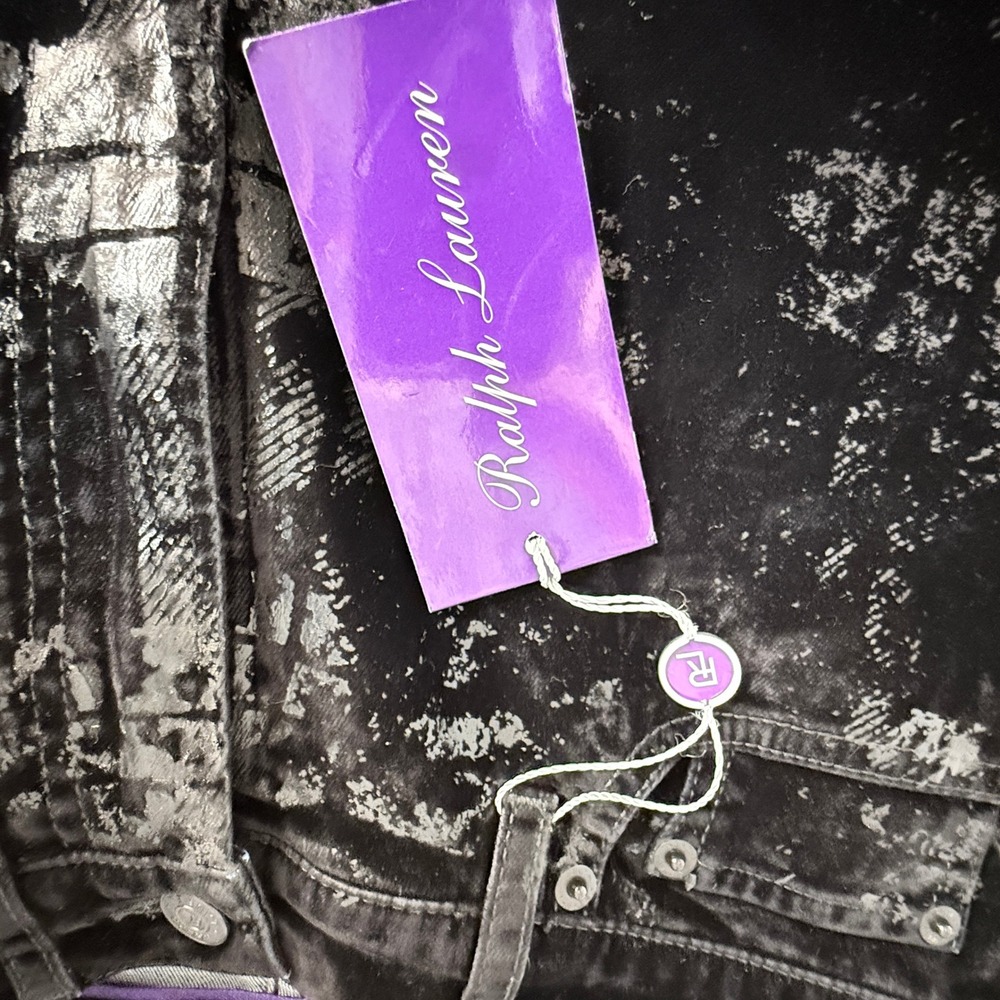 New Ralph Lauren Purple Label Pants 160 Slim Metallic Foil Plaid Velvet 27 - Picture 7 of 12